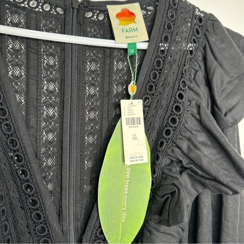 NWT Farm Rio Anthropologie Lace And Ruffles Black Jumpsuit Size XS - Picture 8 of 12